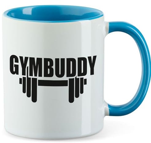 Huuraa Becher Gymbuddy Hantel Geschenk 330ml Blau Gymbuddy Geschenkidee