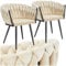 tectake® Samt Stuhl, Schalenstuhl mit Armlehne in Knoten Optik, Esszimmerstühle, Sessel modern für Wohnzimmer, Esszimmer, als Küchenstühle, für Schminktisch, Dining Chair Set - Sand, 2er Set
