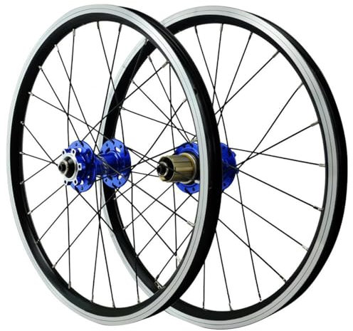 HZXQCVB 20 Zoll 406/451 BMX-Laufradsatz Doppelwandige Aluminium-Felgen QR Scheibenbremse 24H Naben Für 7-12 Gang Kassette Mountainbike Vorder- Und Hinterrad(Blue,451)