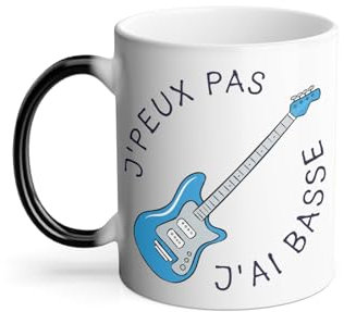 Mug Thermo-réactif Tasse Magique - J'Peux Pas J'ai Basse Electrique Guitare Rock Blues - 325 ml