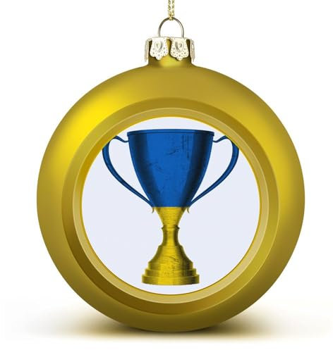 Goldene Trophäen, Ukraine-Flagge, Weihnachtsball-Ornament, Trophäen, Ukraine-Flagge, Weihnachtskugel, hängende Ornamente, Andenken, Souvenir für Weihnachtsbaum, Dekoration, saisonale Feiertage,