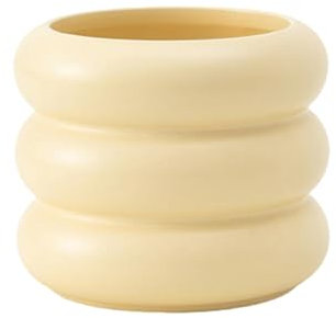 F Fityle Vase en Céramique pour Plantes, Rangement Créatif, Pot de Fleurs pour Intérieur et Extérieur, Jaune