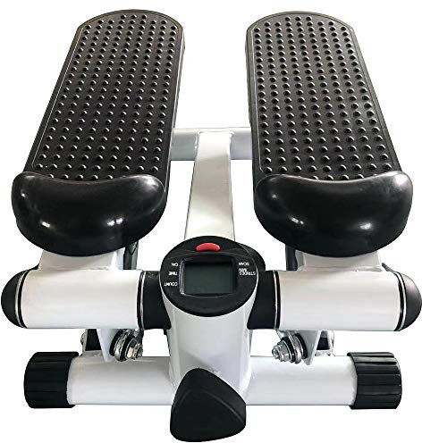Mini Stepper de Fitness avec Ecran Digital LCD Indicateur Calories Minuteur et Répétitions et 2 Sangles Extensibles pour Fitness Aerobic-38 * 30 * 21cm - Noir