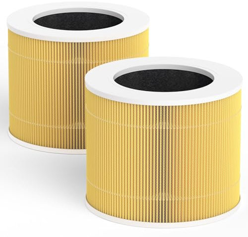 2 Pack Core Mini Pet Replacement Filter for LEVOIT Core Mini Air Purifiers, High-Efficiency Activated Carbon,Yellow