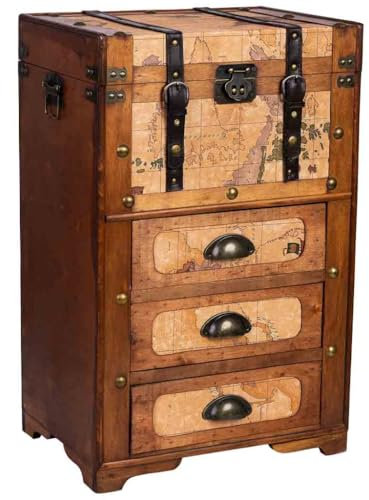 WANDERLUST DECO Baúl de Madera marrón 41x30x64