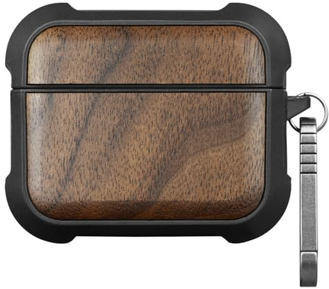 Carveit Kompatibel AirPods Pro 2./1 (Nussbaum-Schlichtem Holz) | Hülle, Holz und TPU Silikon Hybrid Case, Stoßfeste Ganzkörper-Harthülle Kompatibel AirPods Pro 2nd/1st