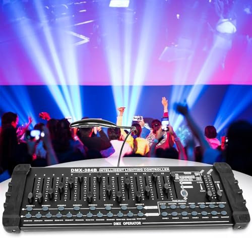 DMX Controller, 384 Channel DMX512 Controller with 240 Programmable Scenes for DMX Light Console DJ Party Disco Moving Head light Stage Lamp Operator Equipment