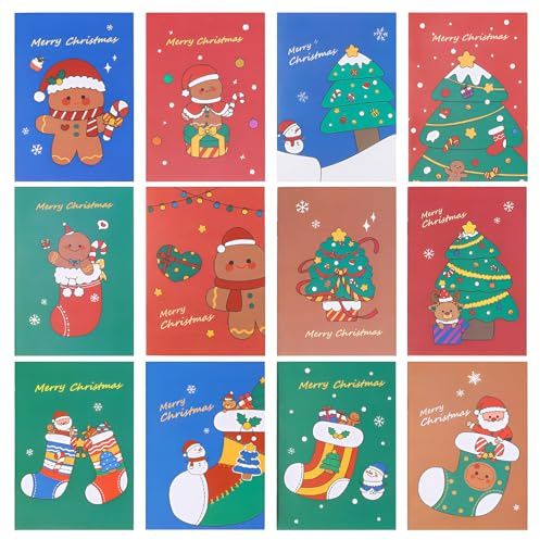 HAIJIYUNTU 24 Stücke Mini Notizblock Weihnachten, Mini Weihnachten Notizblöcke, Kleine Geschenke für Schüler, Weihnachten Kollegen, Christmas Notepad, Kollegen zu Weihnachten, Zufälliges Farbmuster