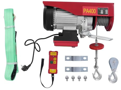 Treuil électrique 400 kg Hauteur de levage 12 m Palan 850 W Palan électrique avec télécommande sans fil – Levage sûr Palan à chaîne Treuil
