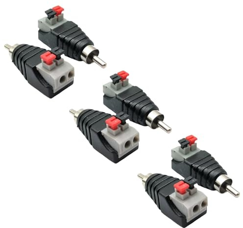 FBBEVWBK 6Pcs RCA to Speaker Wire Adapter, Speaker Cable Connector, Speaker Phono Jack RCA Male to AV 2 Screw Terminal Female for CCTV