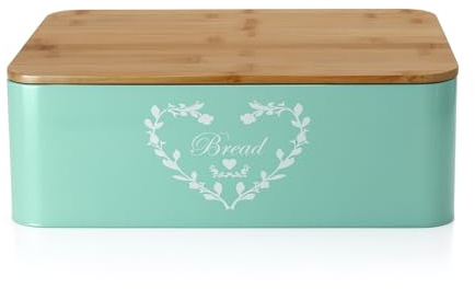 CASA HEAVEN Contenitore Portapane con Coperchio in Bambù, 35x23x13 cm – Conserva Pane Fresco-Grado Alimentare, Design Elegante Verde Menta XXL – Per Pane, Dolci e Snack