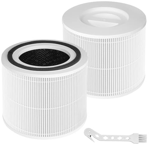 2 Filtri HEPA H13 per Levoit Core 300/300S, 3 in 1 con Carbone Attivo | Ricambi compatibili con Core 300-RF, con prefiltro e spazzola inclusa, per trattenere polvere e pollini e ridurre gli odori