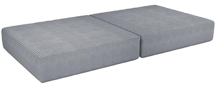 POKAR Matratze für Modulares Kindersofa | Faltmatratze 160x80x15 cm | Ergänzungselement für Spielsofa aus Schaumstoff mit Cord-Bezug | Oeko-Tex 100 Zertifiziert | Kaninchen Grau