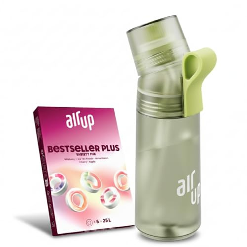 AIR UP Borraccia Twist Pro Green Sage 600ml, 5 pod aromatizzati | Ricariche pod disponibili separatamente, ideale per palestra e idratazione quotidiana