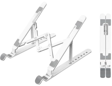 eRgDFS Tragbarer Laptop-Ständer, faltbar, verstellbar, Notebook-Halter, vertikaler Computertisch, 7 Winkel, kompatibel mit Tablets(POM Stand)