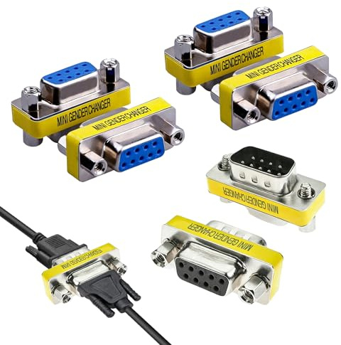 Hogulin DB9 Pin Serial Port Adapter Connector, 6 Pcs DB9 Serial Port Adapters, Male to Male, Female to Female, M/F DB9Gender Changer for PC Computer Data Transfer