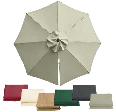 SMELEDFCFK 3/3.5m Housse De Rechange pour Parasol Déporté De Terrasse, Auvent De Remplacement pour Parasol Rond, Toile De Parasol 8 Baleines pour Extérieur(Light Grey,350cm(11.5ft))
