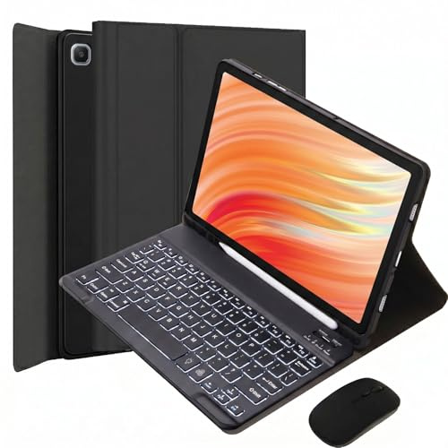KYVELO Keyboard Case for Amazon Fire HD 10/10 Plus Tablet (10.1-inch, 11th/13th Gen), 7-Color Backlit, Magnetic Keyboard with Mouse & Built-in Stylus Holder (Black)