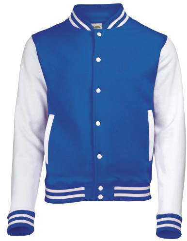 AWDis Men's Varsity Jacket Hoodie, Multicoloured (Royal Blue/White), Medium