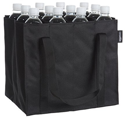 Amazon Basics Bolsa para Botellas, 12 Compartimentos, Botellas de 0.75 l, Negro, Sólido