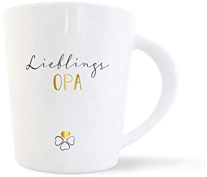 mintkind® Kaffeebecher Lieblings Opa | Porzellan Kaffee Becher Tasse Weiß | Geschenk für Großeltern | Für den Opa Geburtstag, Ostern, Weihnachten & als Dankeschön | Geschenkidee Teetasse