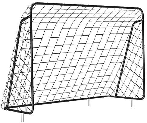 SONGMICS Fußballtor für Kinder, Fußballnetz, schnelle Montage, für Garten, Hof, Park, Strand, Eisenrohre, PE-Netz, 300 x 120 x 205 cm, Nero SZQ300BK