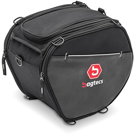 Bagtecs Tunneltasche TB1 für Piaggio MP3 400/300 / 250/125 - 16 Liter, Schwarz, Polyester 600D, Weich, Einstellbar, Motorroller, Fahrzeugtasche