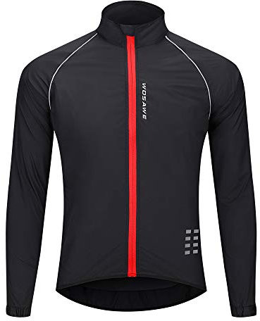 WOSAWE Veste de Cyclisme, Ultraléger Respirant Veste Coupe-vent de Vélo avec Bande Réfléchissante (Noir M)