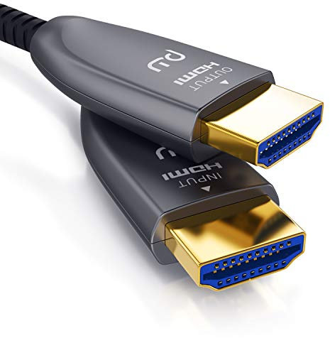 CSL - HDMI Kabel 2.0 b Glasfaser 3m - 4k 60Hz mit HDR - optisches HDMI Kabel LWL - 3D - ARC - CEC – HDCP 2.2 - YUV 4 x 4 x 4 - Kabel High Speed - Glasfaserkabel – Aluminiumstecker – Knickschutz