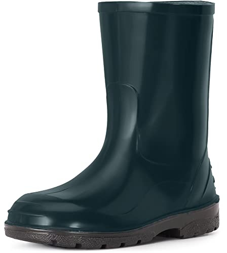 Ladeheid Gummistiefel Kinder Hohe wasserdichte Regenstiefel für Jungen und Mädchen LA-939 (Dunkelgrün, 31 EU)