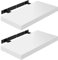 WOLTU Wandregal Volato Set von 2 Regalen Wandboard freischwebend Schweberegal CD DVD Regal Bücherregal Holz Board 50x22,9x3,8cm Hochglänzend Weiß RG9477ws-2