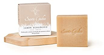 Jabón Neutro Natural en Pastilla sin Perfume 120g - Santa Gadea | Jabón artesanal con leche de cabra y aceite de oliva. PH neutro, sin químicos. Piel sensible, seca, atópica, bebés y niños.