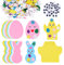 BOFUNX 24 Stück Moosgummi Aufkleber Ostern, Ostern Bastelset Kinder Ostereier Kaninchen Huhn Eva-Aufkleber Bastelset für Kinder Osterdeko Blume Augen Pailletten Dekoration Osterkunst zum Basteln
