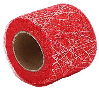 Rouleau de tulle rose, décorations Symphonie Spider Web en désordre Tulle Rouleau léger, couleurs vives et douces pour les fêtes d'Halloween pour Noël(Écarlate)