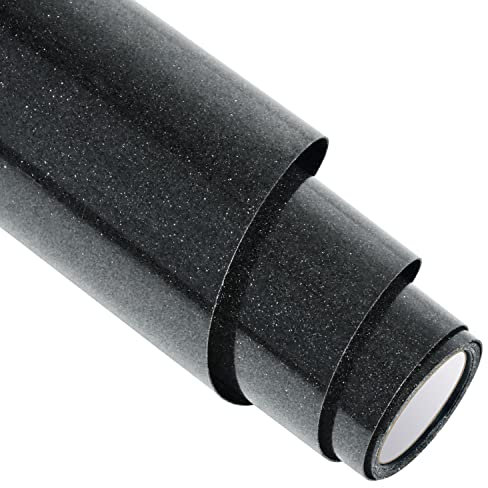 BOSADA Heat Transfer Vinyl 12 x 40 inches Glitter HTV Iron on Transfer Paper for DIY Clothing,Logo,Hat,Fabric (Glitter Black)