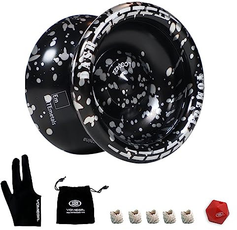Yomega Dash Yoyo - Pro Aluminum Metal Unresponsive Yoyo with C Size Ball Bearing for Advanced yo yo Tricks + Extra 5 Strings + Glove + Bag + Die & 3 Month Warranty (Black Silver)