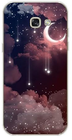 KARTXITAI Hülle Kompatibel mit Samsung Galaxy A5 (2017), Stoßfeste Schutzhülle mit Weiche Silikon Bumper Case Handyhülle Anti-Kratzt Transparent Rückseite - Sterne,Mond,Wolken,Himmel