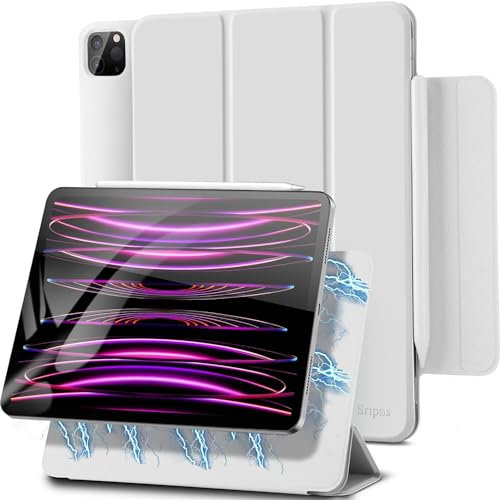 Sripns Magnetische Hülle für iPad Air 13 Zoll M3/M2 (2025/2024) und iPad Pro 12.9 Zoll (2022/2021/2020, 6./5./4.Gen), Ultra Schlank Schutzhülle mit Trifold Ständer und Auto Schlaf/Wach - Grau