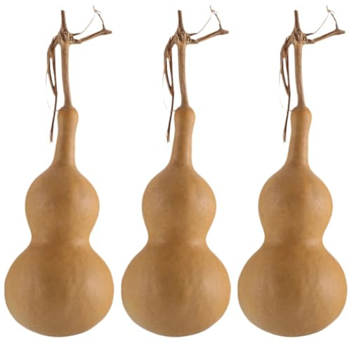 STOBOK Natürliche Getrocknete Kürbisflasche: 3 Stück Chinesischer Hu Lu Kürbis Glück Kalebasse Wu Lou Ornament Für DIY Handwerk Zuhause Feng Shui Dekor