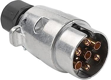 Qiping Aluminiumguss Metall Anhänger Stecker 7 polig mit Verkabelungsschablone,7 poliger KFZ Anhängerstecker für Wohnmobile, Wohnwagen, LKW