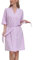 COLORFULLEAF Bademantel Damen Baumwolle Leicht Kurz Kurzarm Morgenmantel Sommer 3/4 Ärmeln Sauna Kimono Frauen Nachtwäsche(Violett,L)