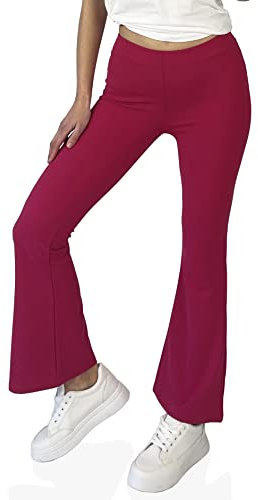 glomy Pantalón Cabana Mujer Adherente Ligera Pata Elefante Cintura Alta Elegante Pants Elefante, Made in Italy, fucsia, L
