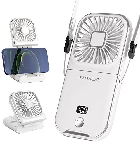 FADACHY Portable Fan,Handheld USB Rechargeable Fans For Travel,Mini Electric Hand Held Fan with 4 Speed 3000mAh Battery Operated Personal Fan for Desk Office Outdoor Indoor White