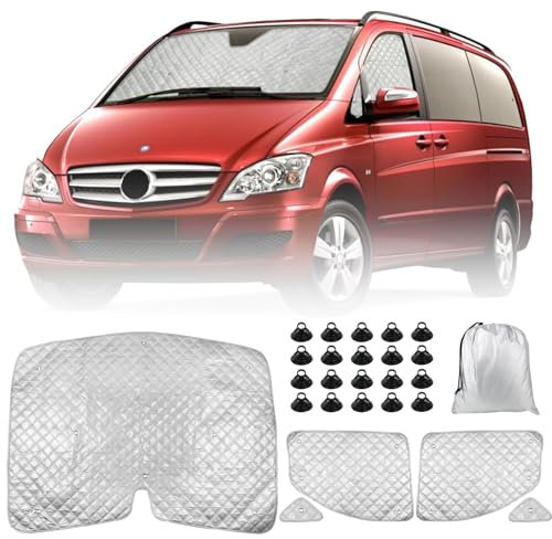 Wohnmobil Windschutzscheibe Sonnenschutz Ersatz für Mercedes-Benz VITO II W639 2003-2014, Sonnenschutz für Frontscheibe, Internes Thermorollo Set mit Aufbewahrungstasche (5PCS-for W639)