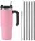 Moollyfox Mug Isotherme avec Poignée Couvercle Brosse et 5 Pailles Tasse à Café Acier Inoxydable sans BPA Double Isolée Gobelet Isotherme pour Eau, Café, Smoothie et Boissons Rose 30oz/890ml