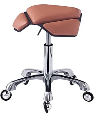 Mobile Bürostuhl, Labor-Drehhocker, Boden Stehend Verstellbar Stahlfuß Sattelsitz Ergonomisch Bunte Bank 45-60cm