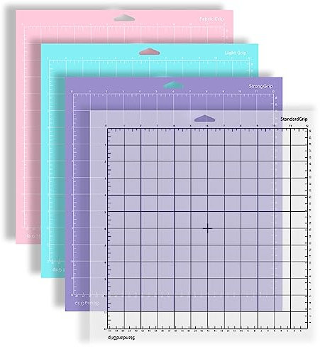 4 Stück Silhouette Schneidematte, (12 x 12 Inch StandardGrip/LightGrip/StrongGrip/FabricGrip) Schneidematte, Ersatz-Schneidematte für Scrapbooking, Quilten, Bastelprojekte