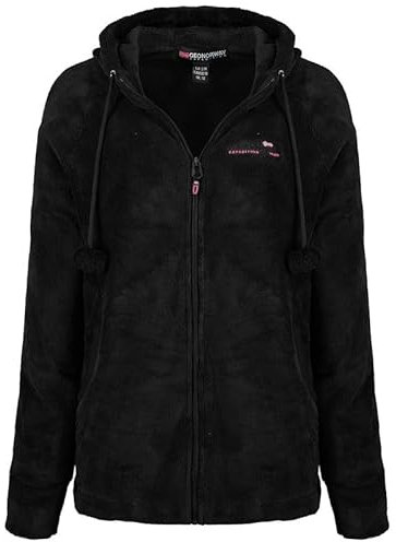 Geographical Norway Tilda Lady - Giacca in Pile Donna con Zip - Abbigliamento Caldo Comodo - Felpa Maniche Lunghe Resistente - Maglione Invernale Ideale Autunno Inverno (Nero L)