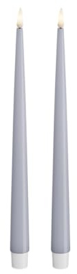 Deluxe Homeart Indoor Flameless LED Dinner Candle - Set of 2 - with Real Flame™ Technology - Battery Powered Candle (28 cm, Dust Blue)