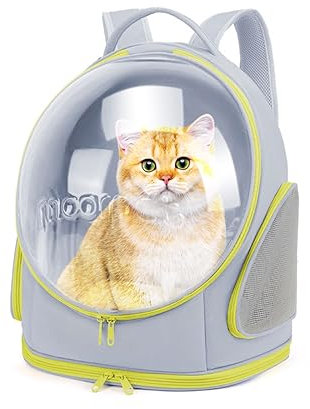 PETCUTE Zaino Trasparente per Animali Domestici con Capsula Spaziale, Pieghevole per Cani e Gatti con Cintura di Sicurezza Integrata - Trasportino per Viaggio e Campeggio